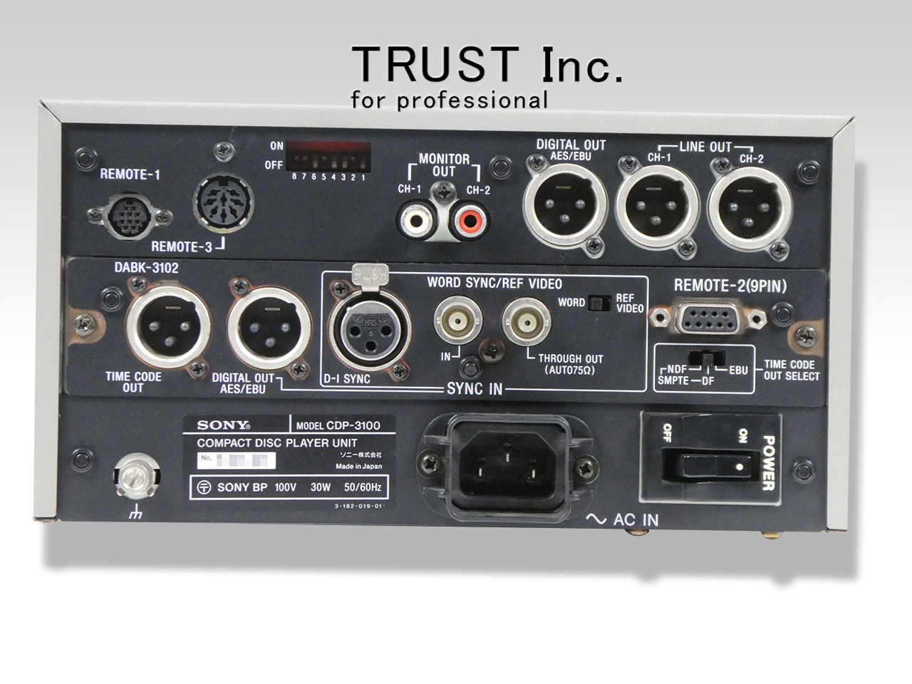 CDP-3100 / Compact Disc Player Unit【中古放送用・業務用 映像機器・音響機器の店 - トラスト株式会社】