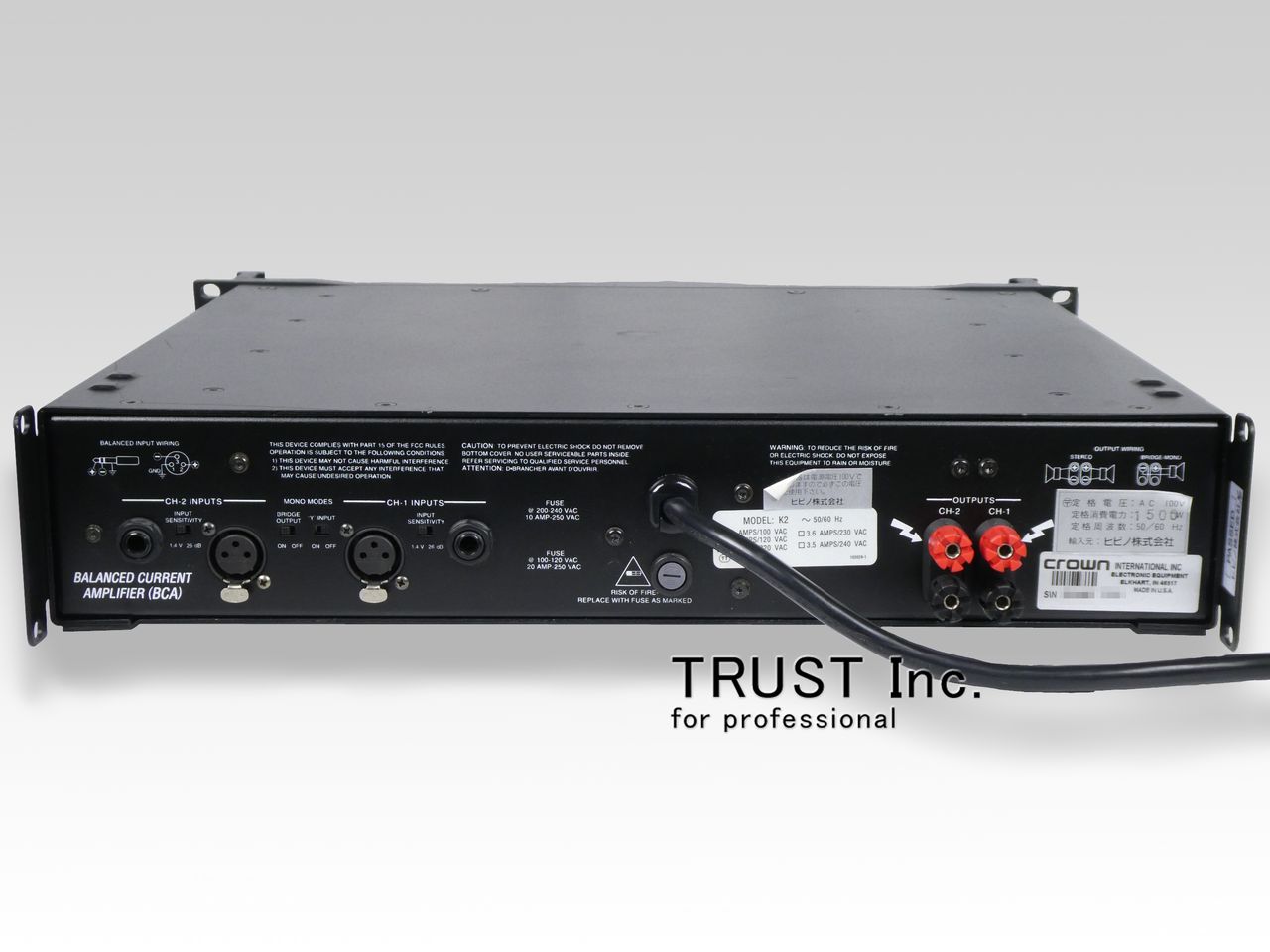 AMCRON K2 パワーアンプ 本体のみ中古品 K2(amcron) / Power Amplifier【中古放送用・業務用 映像機器・音響